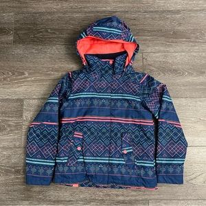 Roxy Big Girls Jetty Snow Jacket Sudalite Blue/Asta Fairisle Size Medium (10)
